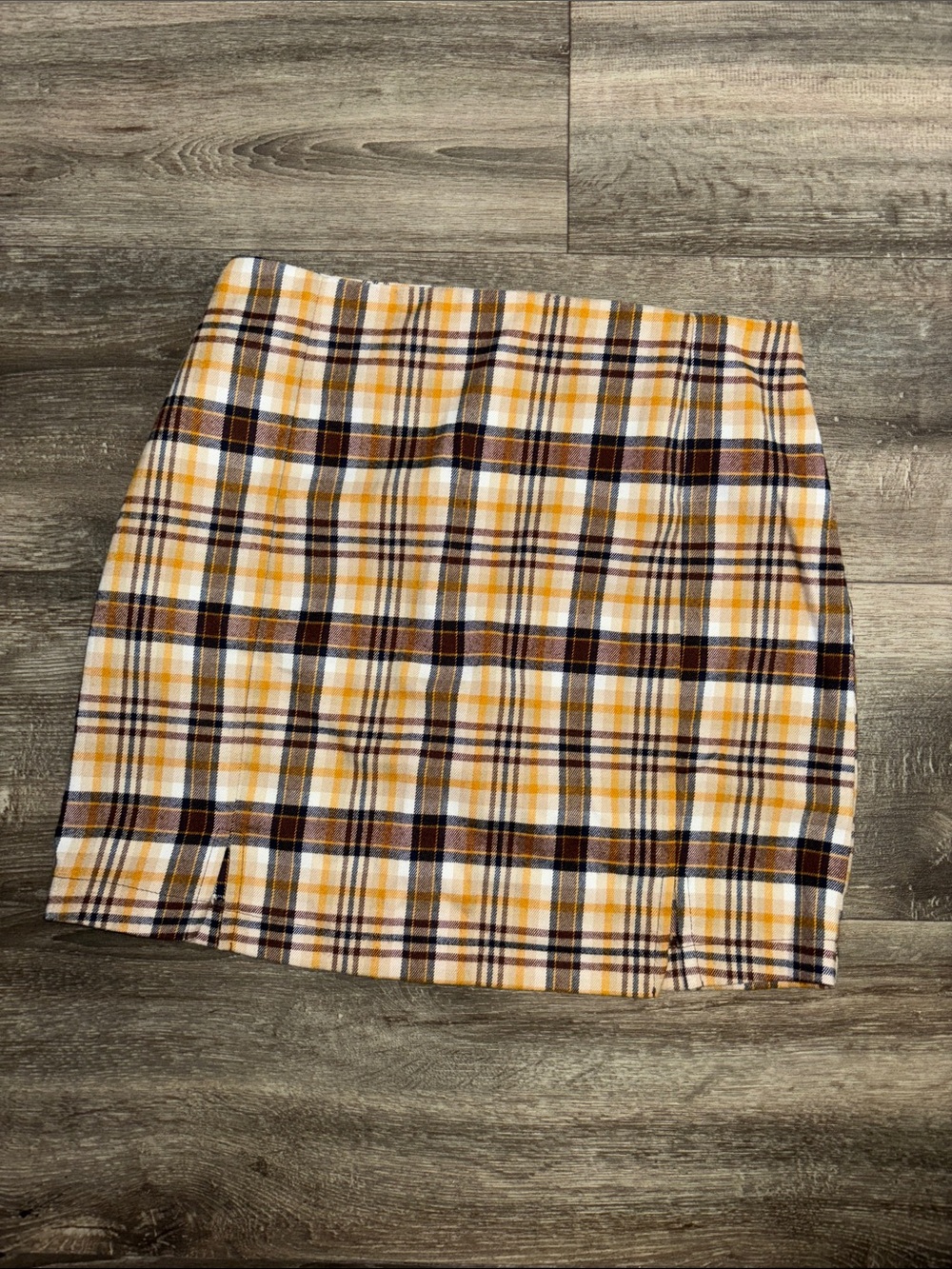 love on a hanger Plaid Mini Skirt in Yellow, Brown & Cream